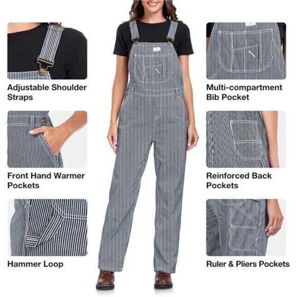 Women's Bib Overall Adjustable Straps Grey - Picture 4 of 5